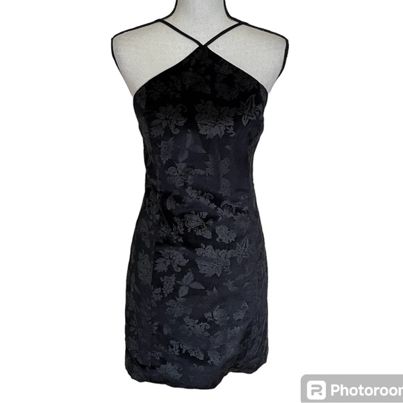 NWT Rag & Bone Fara Velvet Black Retro Floral Mini Sheath Halter Dress Size 4 - Picture 2 of 13